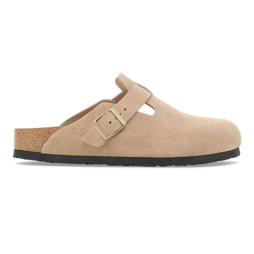 Birkenstock Boston Beige Sandcastle  pelle scamosciata pianta stretta