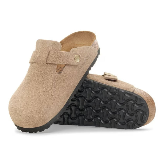 Birkenstock Boston Beige Sandcastle  pelle scamosciata pianta stretta