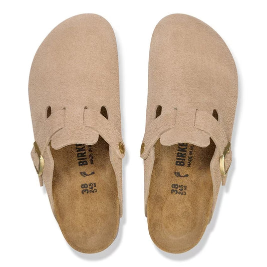 Birkenstock Boston Beige Sandcastle  pelle scamosciata pianta stretta