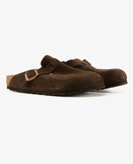 Birkenstock Boston mocca pelle scamosciata pianta stretta