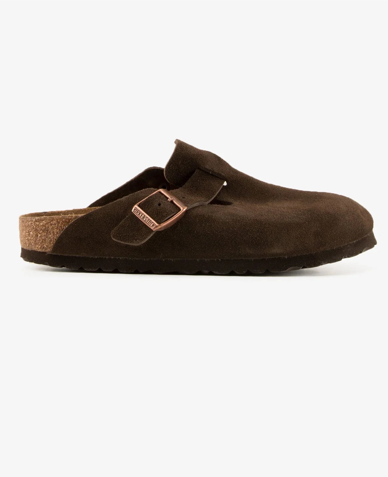 Birkenstock Boston mocca pelle scamosciata pianta stretta