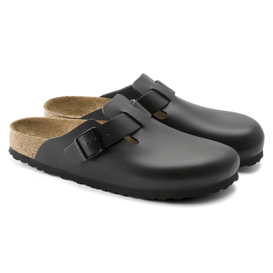 Birkenstock Boston nero in pelle pianta stretta