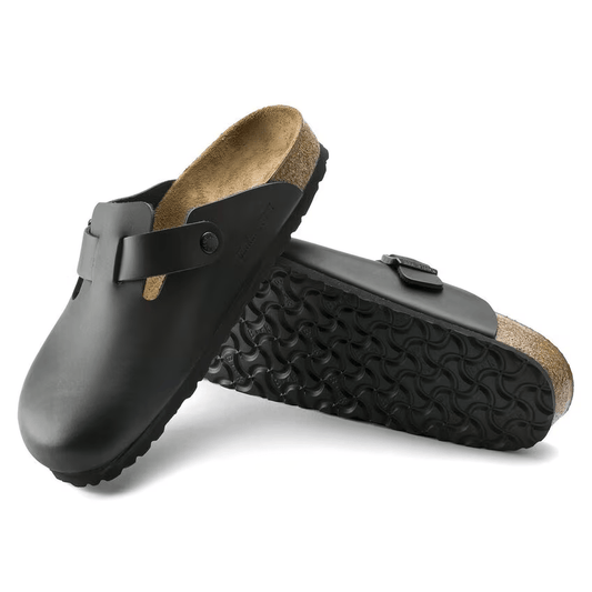 Birkenstock Boston nero in pelle pianta stretta
