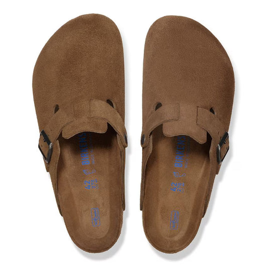 Birkenstock Boston pelle scamosciata Dark tea Marrone pianta stretta
