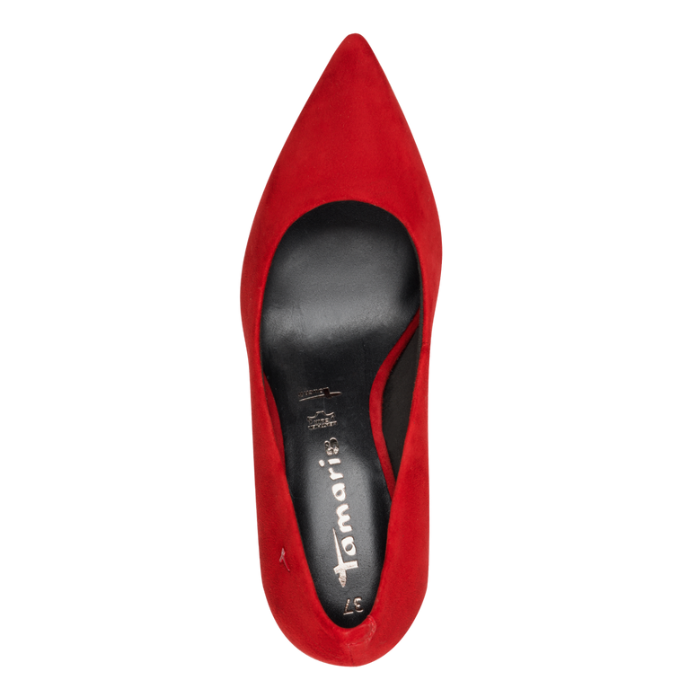 Tamaris decollete rossa in camoscio