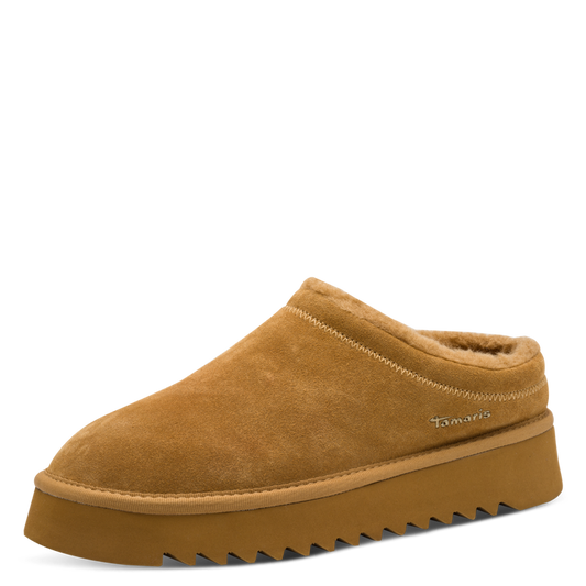 Tamaris sabot beige con pelliccia
