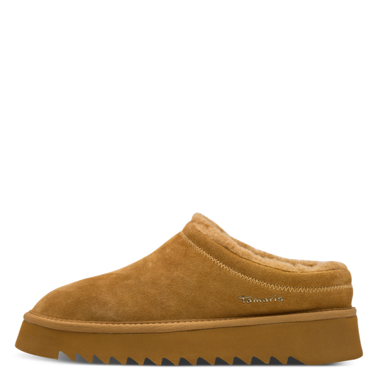 Tamaris sabot beige con pelliccia