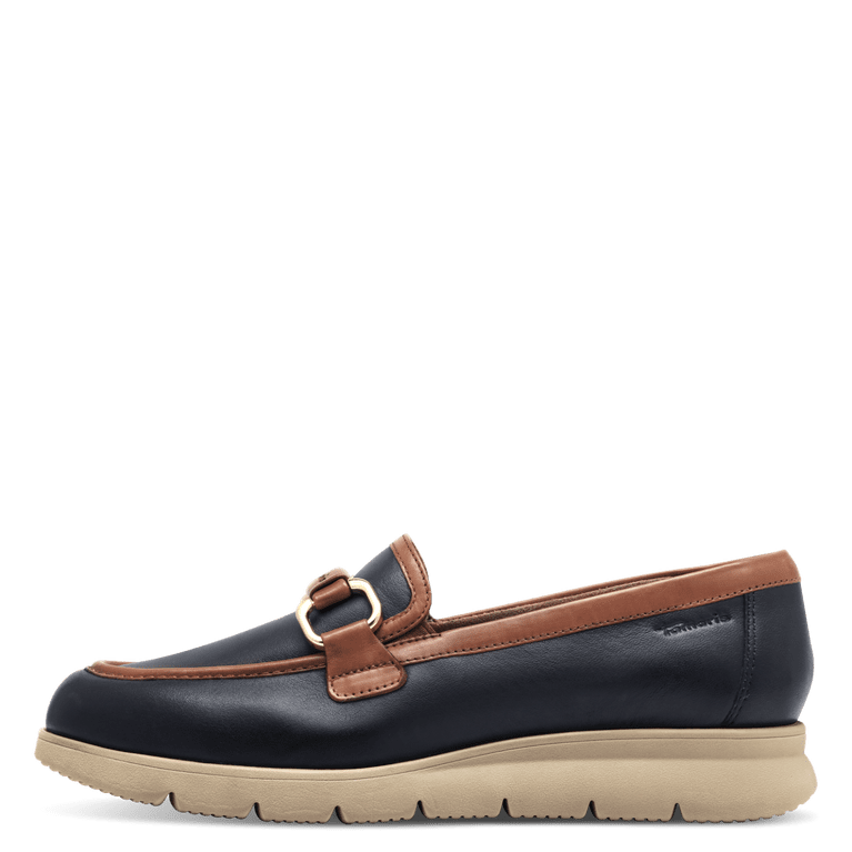 Tamaris mocassino pelle blu e marrone