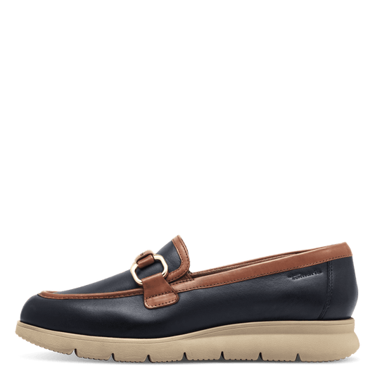 Tamaris mocassino pelle blu e marrone