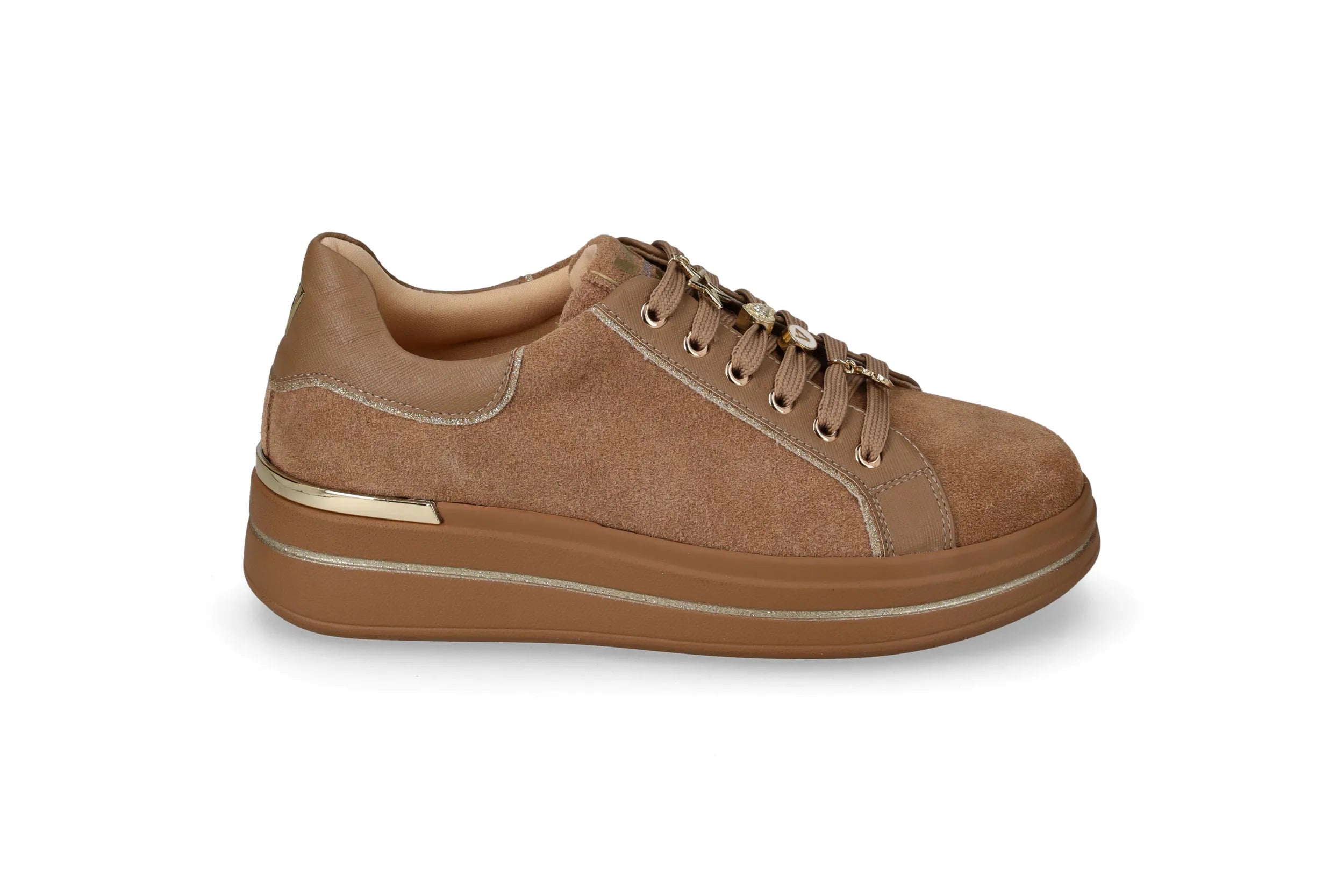 Valleverde Sneaker gioiello in camoscio tortora