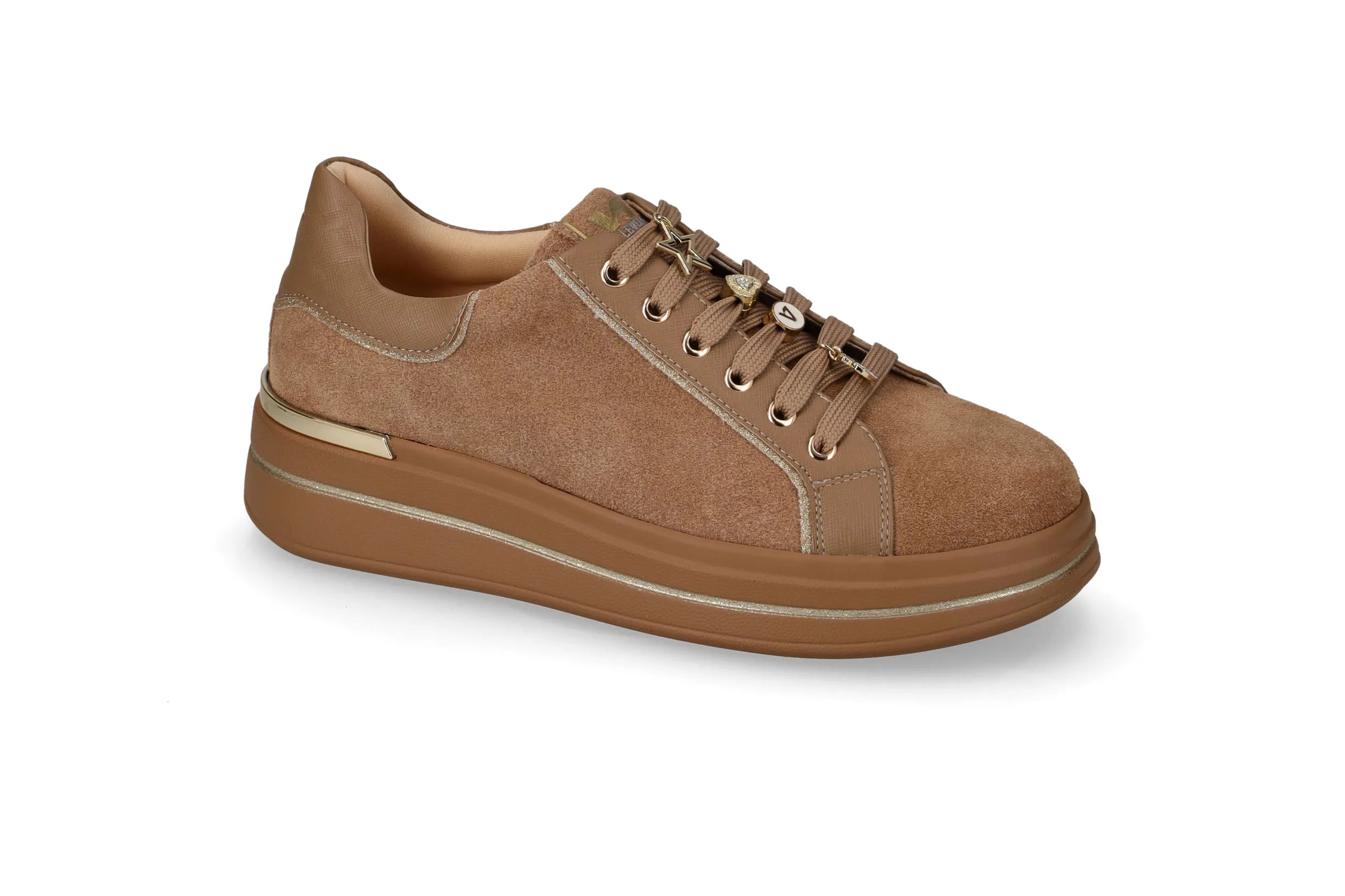 Valleverde Sneaker gioiello in camoscio tortora