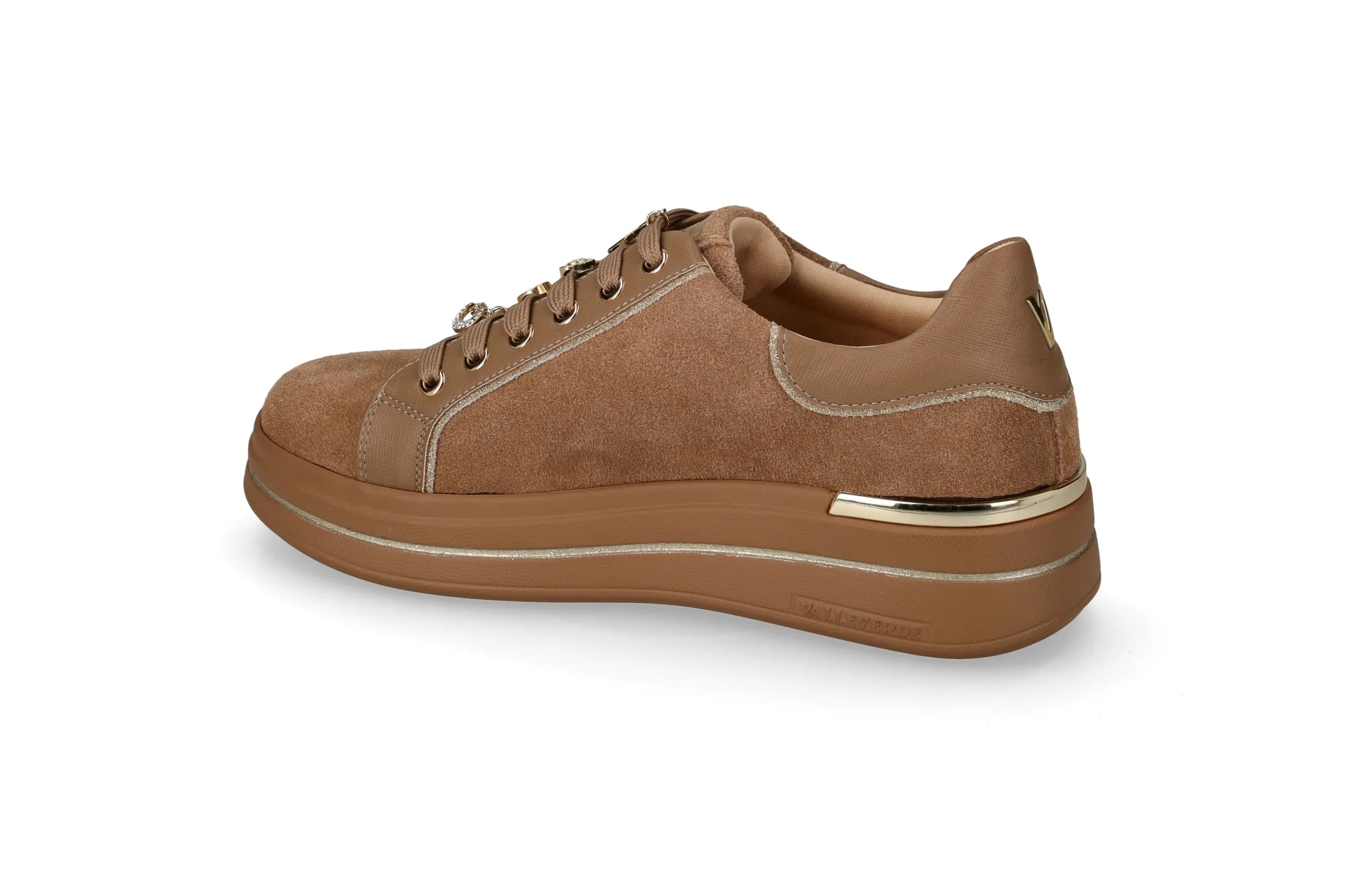 Valleverde Sneaker gioiello in camoscio tortora