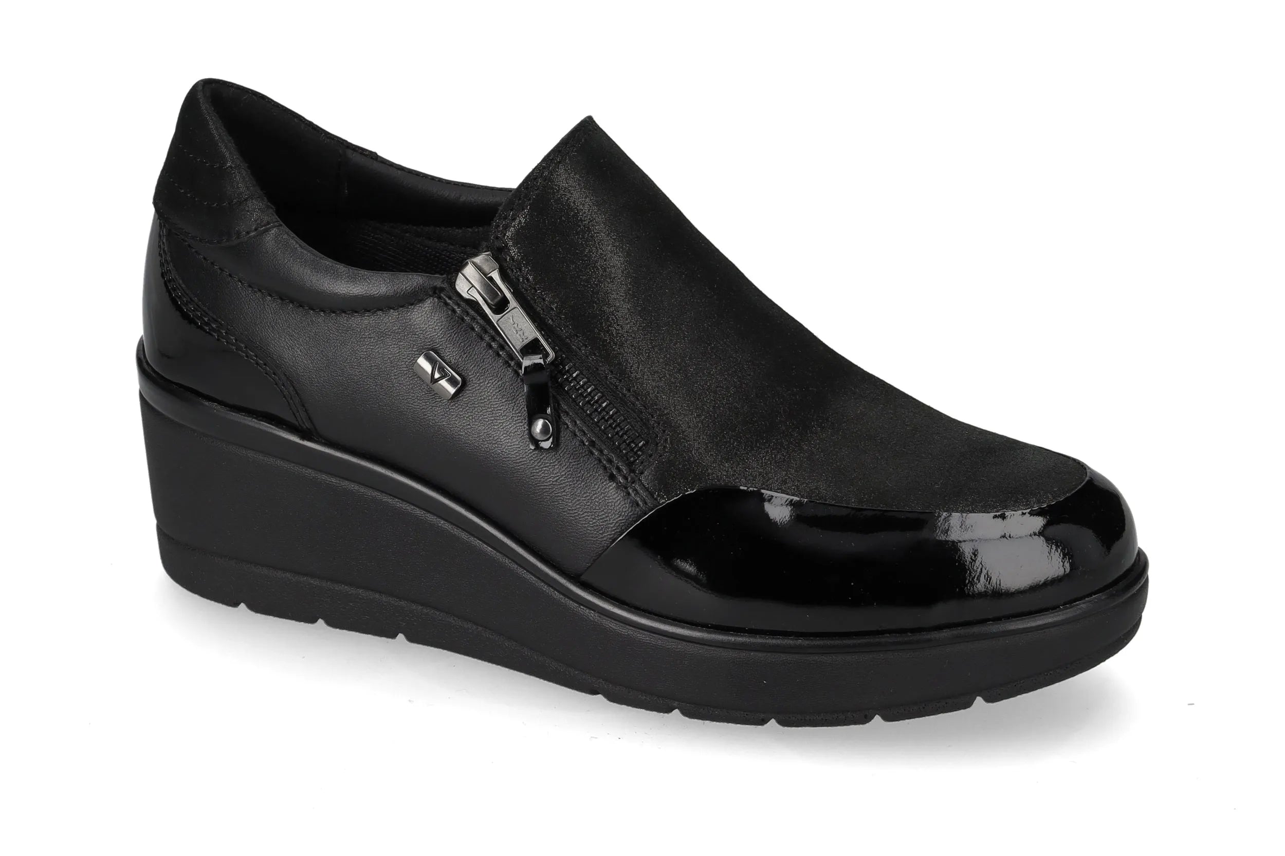 Valleverde mocassino nero con zip