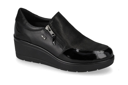 Valleverde mocassino nero con zip