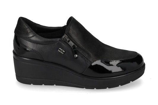 Valleverde mocassino nero con zip