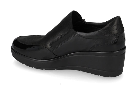 Valleverde mocassino nero con zip