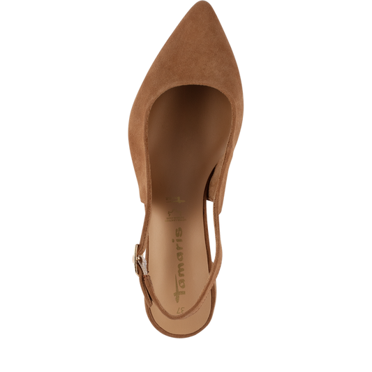 Tamaris Chanel Donna  Pump Slingback Marrone in camoscio