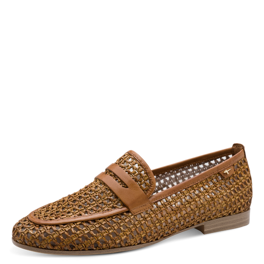 Tamaris Mocassino Intrecciato Donna Memory Foam Loafer Marrone con TOUCH-IT