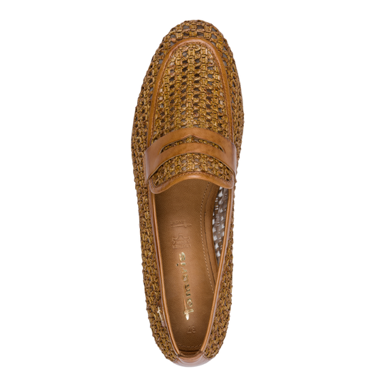 Tamaris Mocassino Intrecciato Donna Memory Foam Loafer Marrone con TOUCH-IT