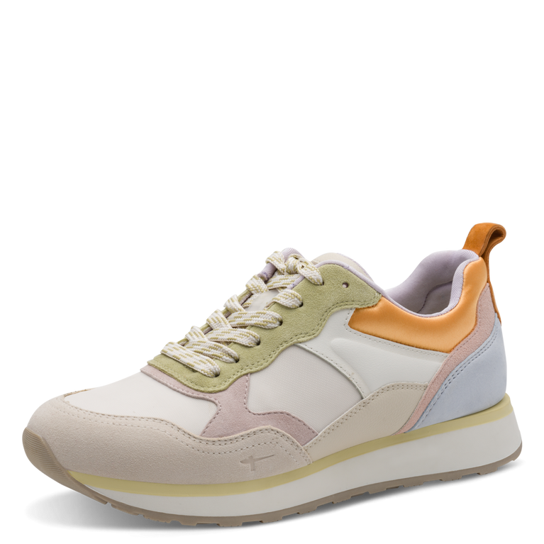 Tamaris sneaker beige Donna  Sneaker Beige in Pelle con Sottopiede Estraibile