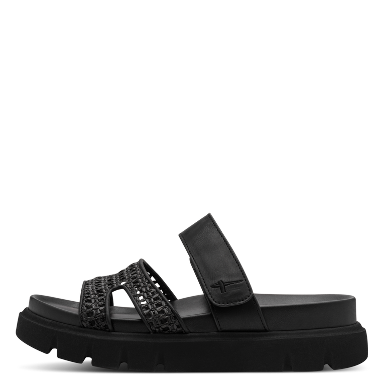 Tamaris Ciabatta nera Donna  Mule Vegana Nera Intrecciata