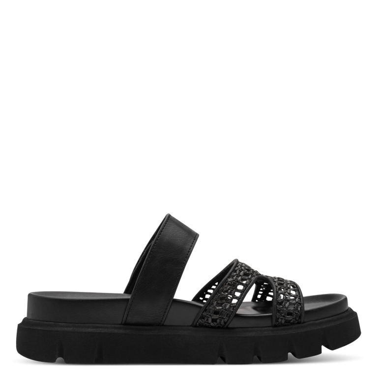 Tamaris Ciabatta nera Donna  Mule Vegana Nera Intrecciata