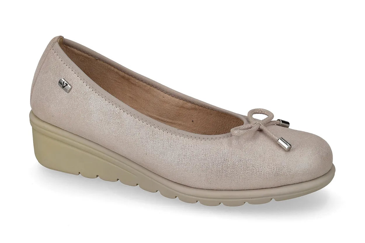 Valleverde Ballerina Donna in Camoscio Avorio con Zeppa Comfort