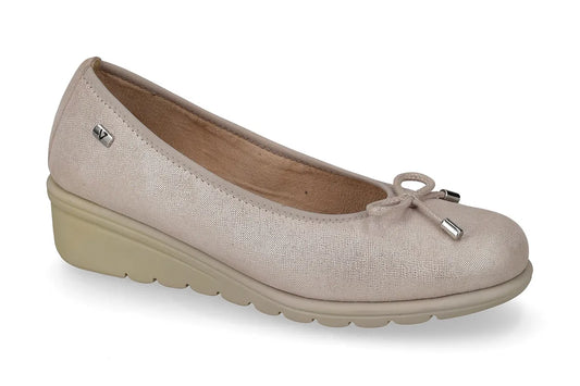 Valleverde Ballerina Donna in Camoscio Avorio con Zeppa Comfort