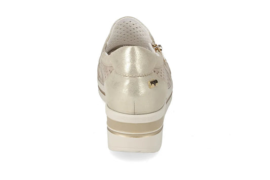 Valleverde Donna Suede Ecru  Slip On in Camoscio e Pelle con Zeppa