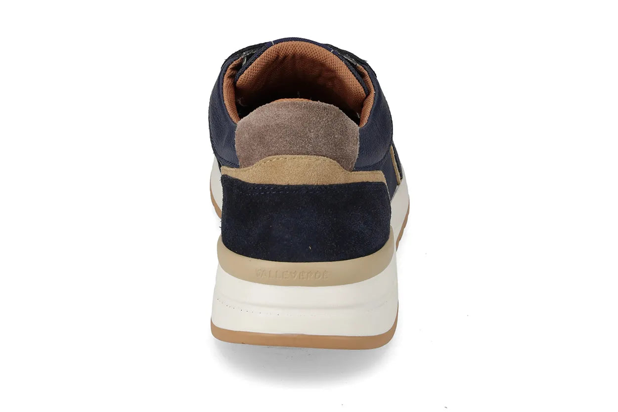 Valleverde Uomo Blu  Sneaker in Tessuto e Camoscio con Sottopiede in Pelle