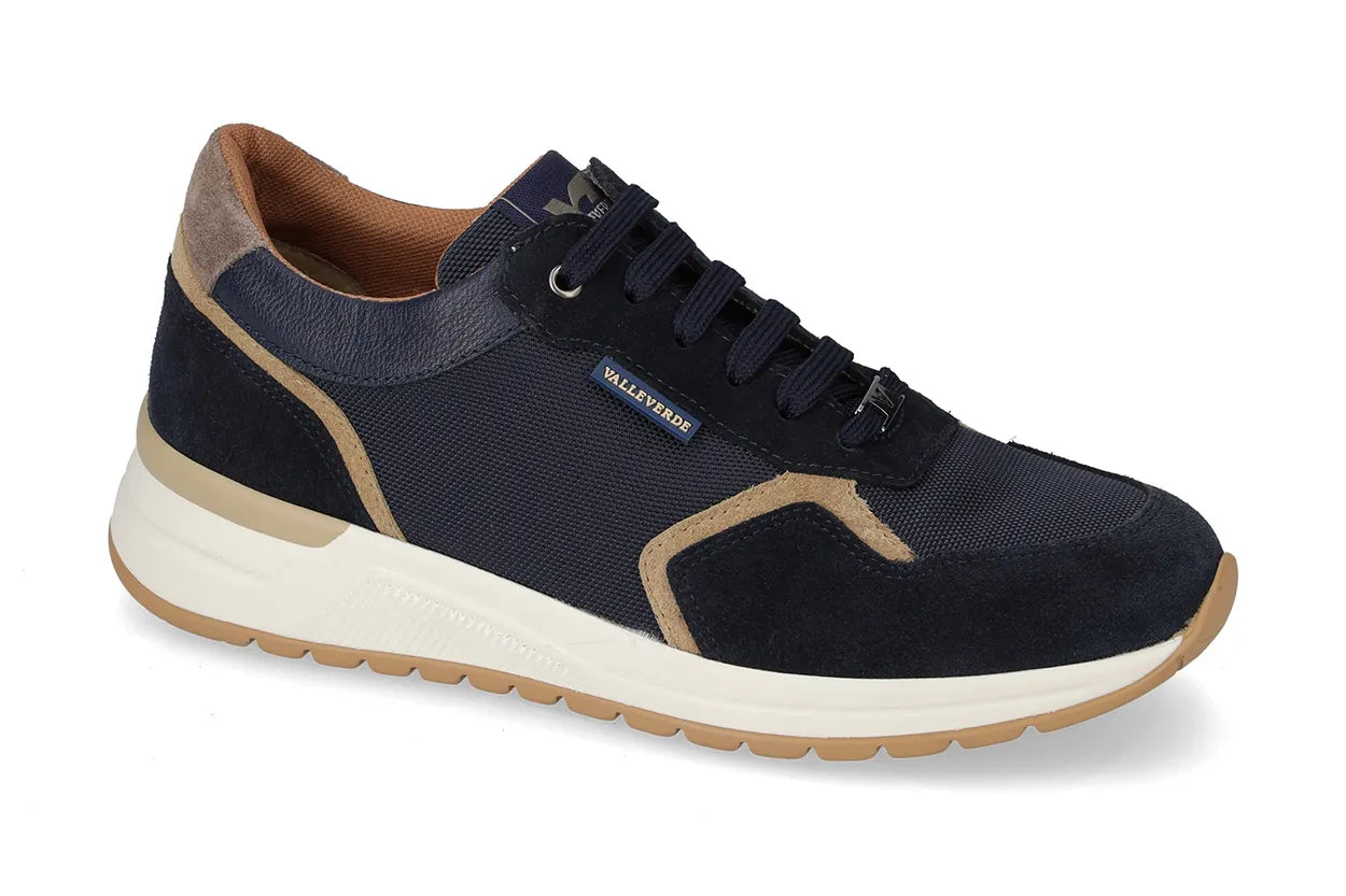 Valleverde Uomo Blu  Sneaker in Tessuto e Camoscio con Sottopiede in Pelle