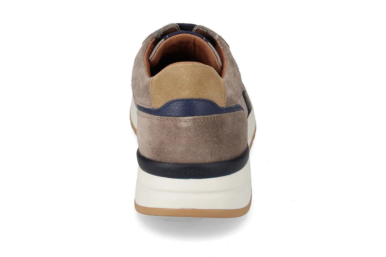 Valleverde Uomo Tortora Sneaker in Tessuto e Camoscio con Sottopiede in Pelle