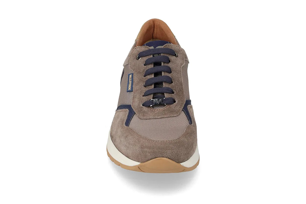 Valleverde Uomo Tortora Sneaker in Tessuto e Camoscio con Sottopiede in Pelle