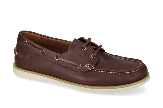 Valleverde Uomo Ingrassato Brown  Scarpa da Barca in Pelle con Suola Antiscivol
