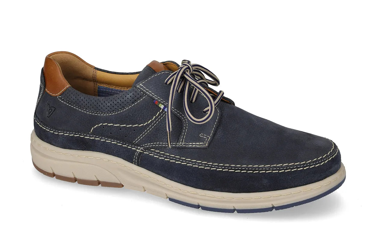 Valleverde Uomo Nabuk Navy  Scarpa Allacciata in Pelle con Sottopiede in Pelle