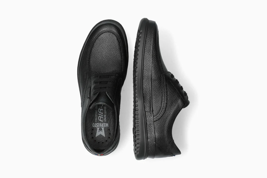 Mephisto TIMEO Uomo Nero  Scarpa Stringata in Pelle con SOFT-AIR e Shock Absorb