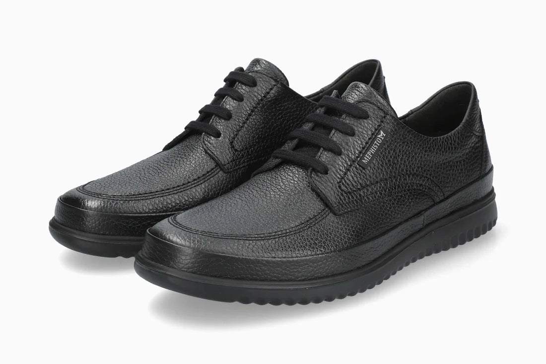 Mephisto TIMEO Uomo Nero  Scarpa Stringata in Pelle con SOFT-AIR e Shock Absorb