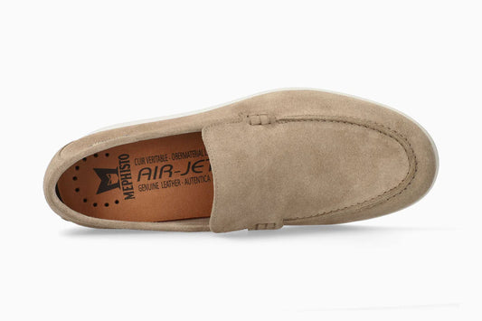 Mephisto VALNER Uomo Taupe  Mocassino in Camoscio con SOFT-AIR e Shock Absorber