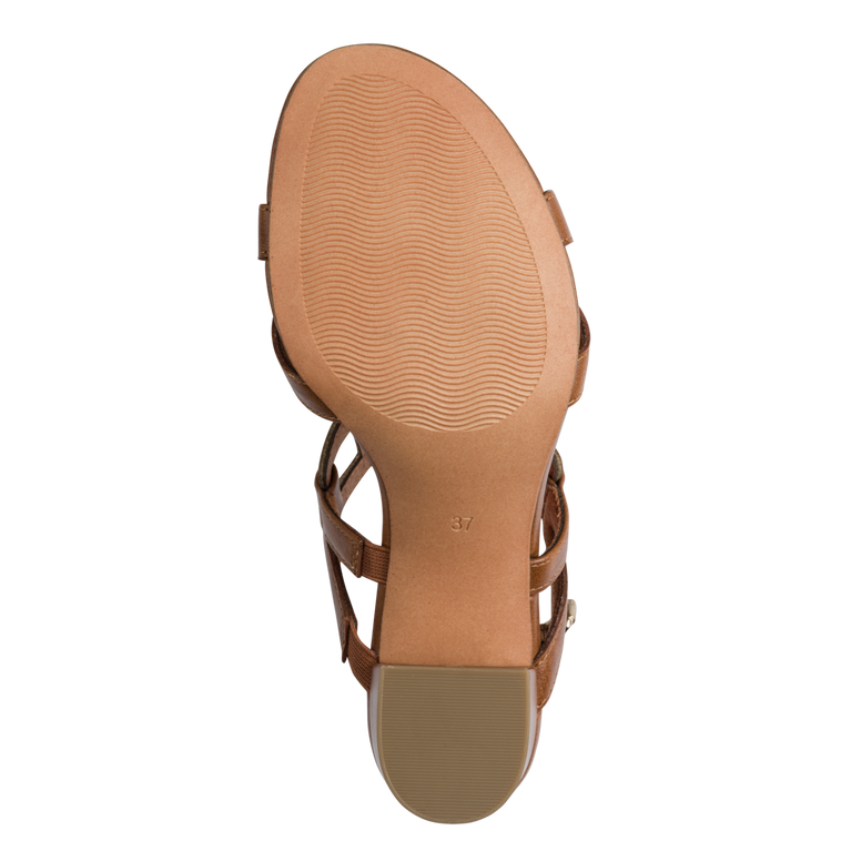 Sandalo Marco Tozzi Donna Cognac  Vegano con Tacco 6,5 cm e Plantare FEEL ME