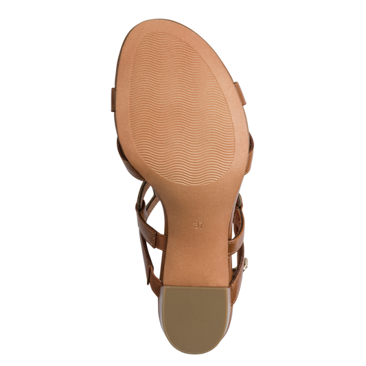 Sandalo Marco Tozzi Donna Cognac  Vegano con Tacco 6,5 cm e Plantare FEEL ME