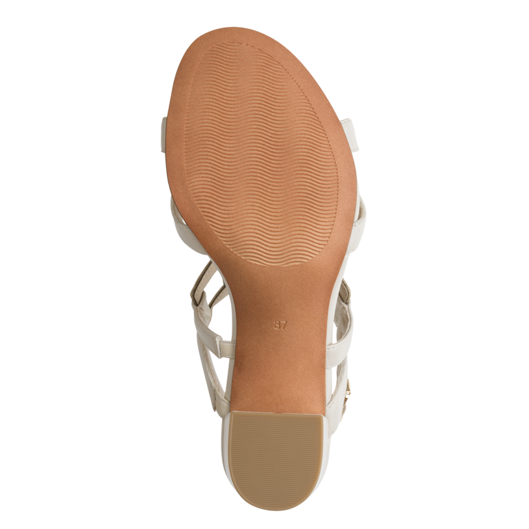 Sandalo Marco Tozzi Donna Crema  Vegano con Tacco 6,5 cm e Plantare FEEL ME