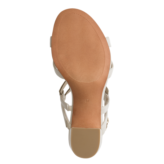 Sandalo Marco Tozzi Donna Crema  Vegano con Tacco 6,5 cm e Plantare FEEL ME