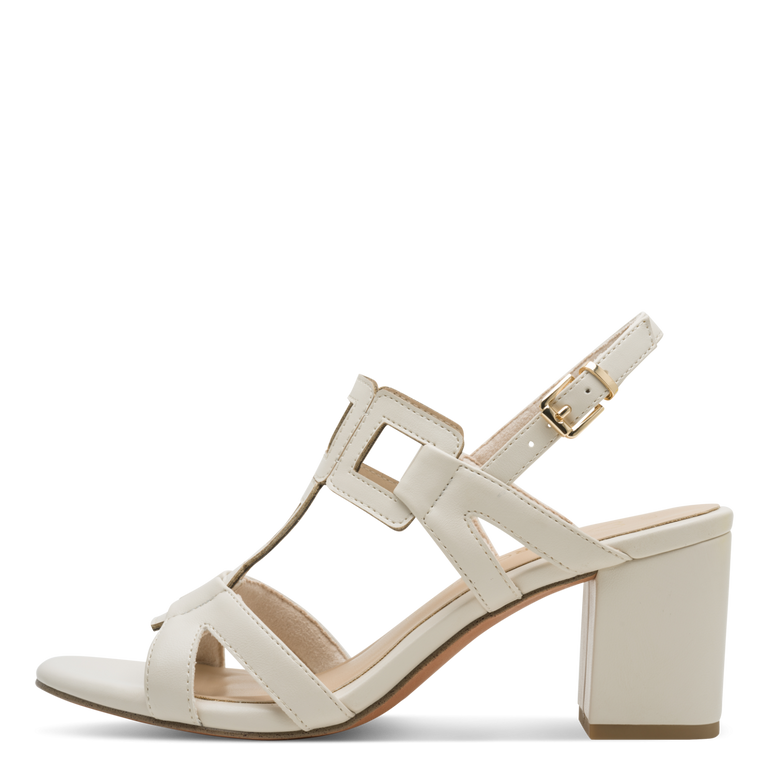 Sandalo Marco Tozzi Donna Crema  Vegano con Tacco 6,5 cm e Plantare FEEL ME