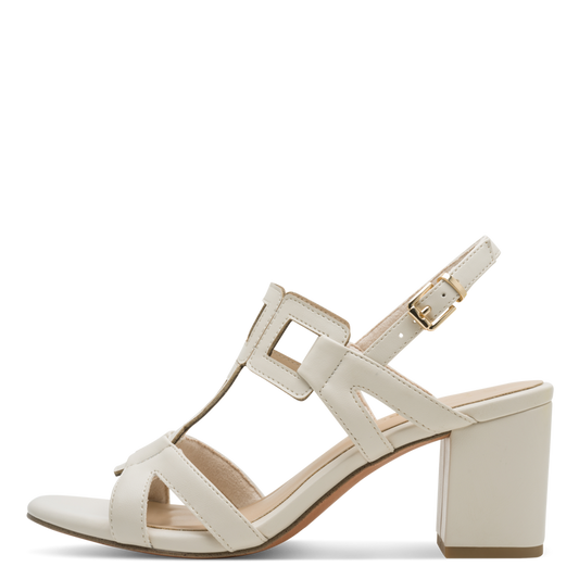 Sandalo Marco Tozzi Donna Crema  Vegano con Tacco 6,5 cm e Plantare FEEL ME