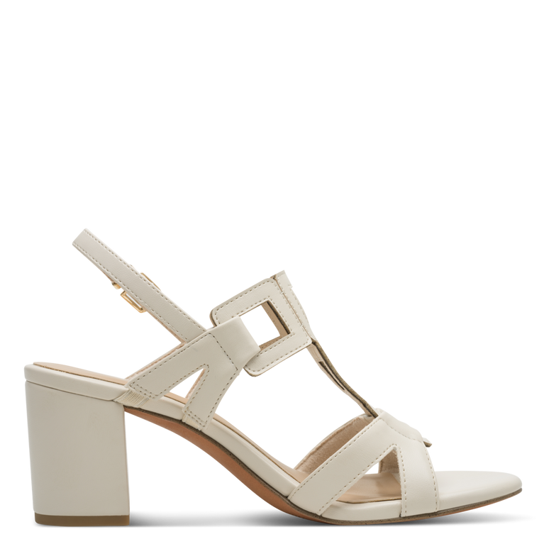 Sandalo Marco Tozzi Donna Crema  Vegano con Tacco 6,5 cm e Plantare FEEL ME