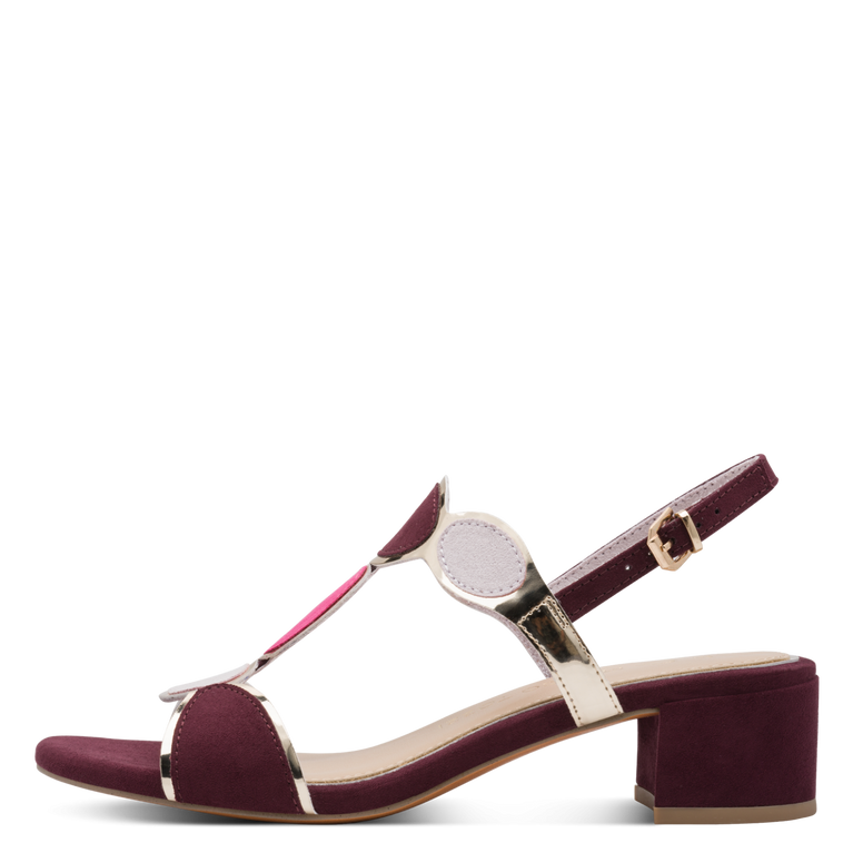 Sandalo Marco Tozzi Donna Bordeaux Vegano con Tacco 4,5 cm e Plantare FEEL ME
