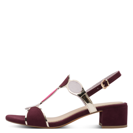 Sandalo Marco Tozzi Donna Bordeaux Vegano con Tacco 4,5 cm e Plantare FEEL ME