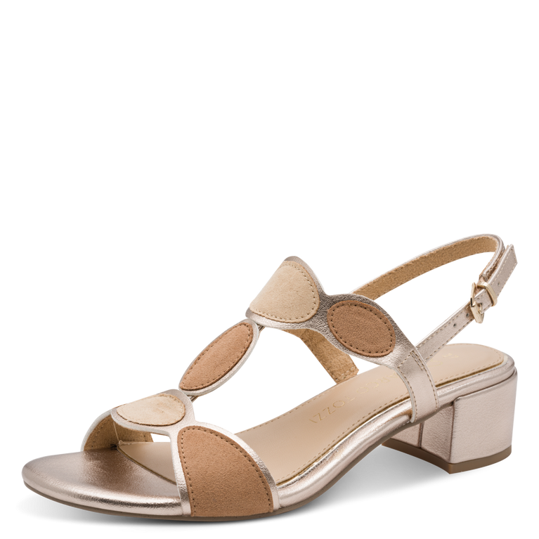 Sandalo Marco Tozzi Donna Platino Vegano con Tacco 4,5 cm e Plantare FEEL ME