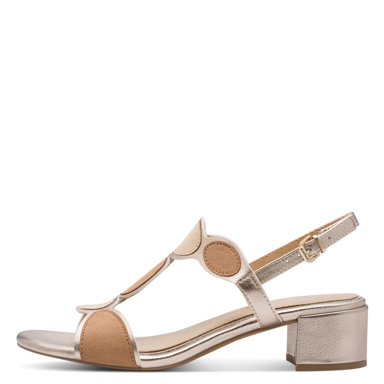 Sandalo Marco Tozzi Donna Platino Vegano con Tacco 4,5 cm e Plantare FEEL ME