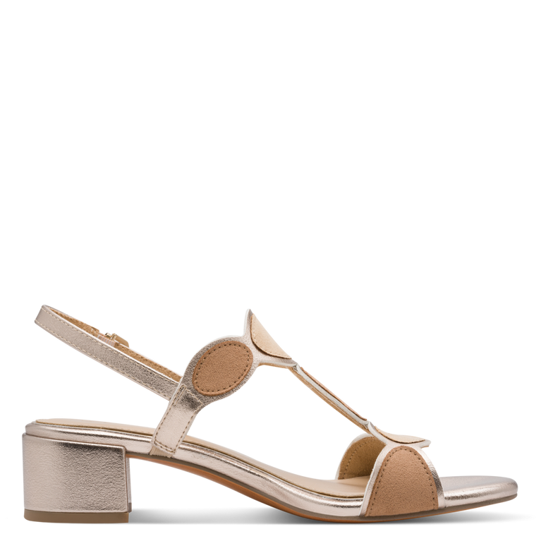 Sandalo Marco Tozzi Donna Platino Vegano con Tacco 4,5 cm e Plantare FEEL ME